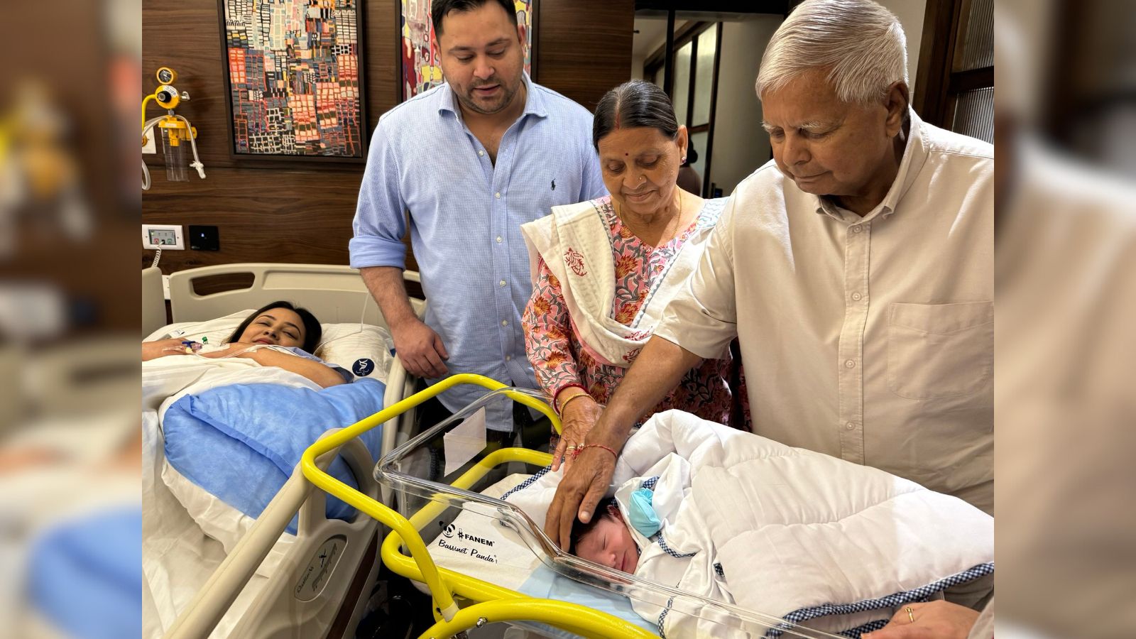'Enjoying happiness with Lalu Prasad's face ...': Tejashwi makes the desires with party lines for the newborn baby. Bharat News